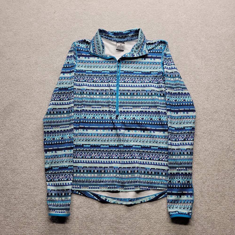 Nike Pro Dri-FIT Women's M Blue Geometric Print 1/2 Zip Running Pullover